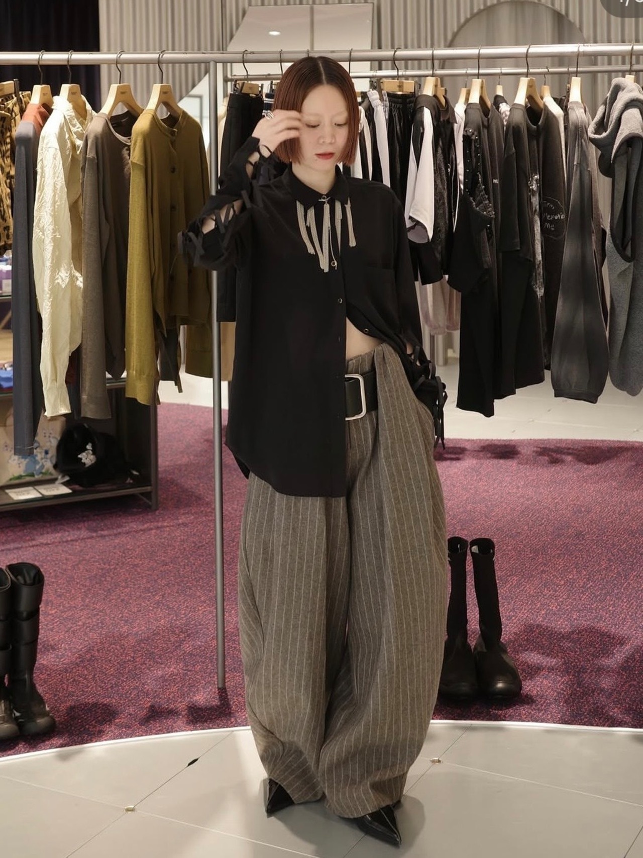【26AW | WOMEN】PRANK PROJECT プランクプロジェクト / パンツ / High-Waist Belt Stripe Pants  31262465102 - 3