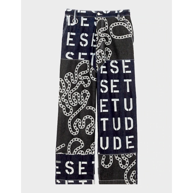 ETUDES  QUARTER DENIM CHAINS STENCIL  BLACKWHITE