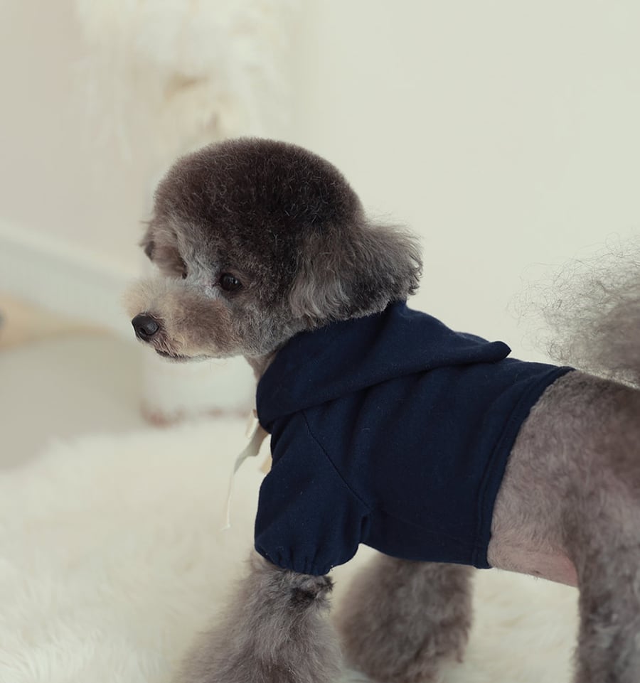 nagrang crop hood S ～ XL 4color / 犬服 秋冬 ショート丈 パーカー フード おパンツカット 無地 シンプル ドッグウェア 小型犬 中型犬 お揃い お出かけ 韓国ワンコ服