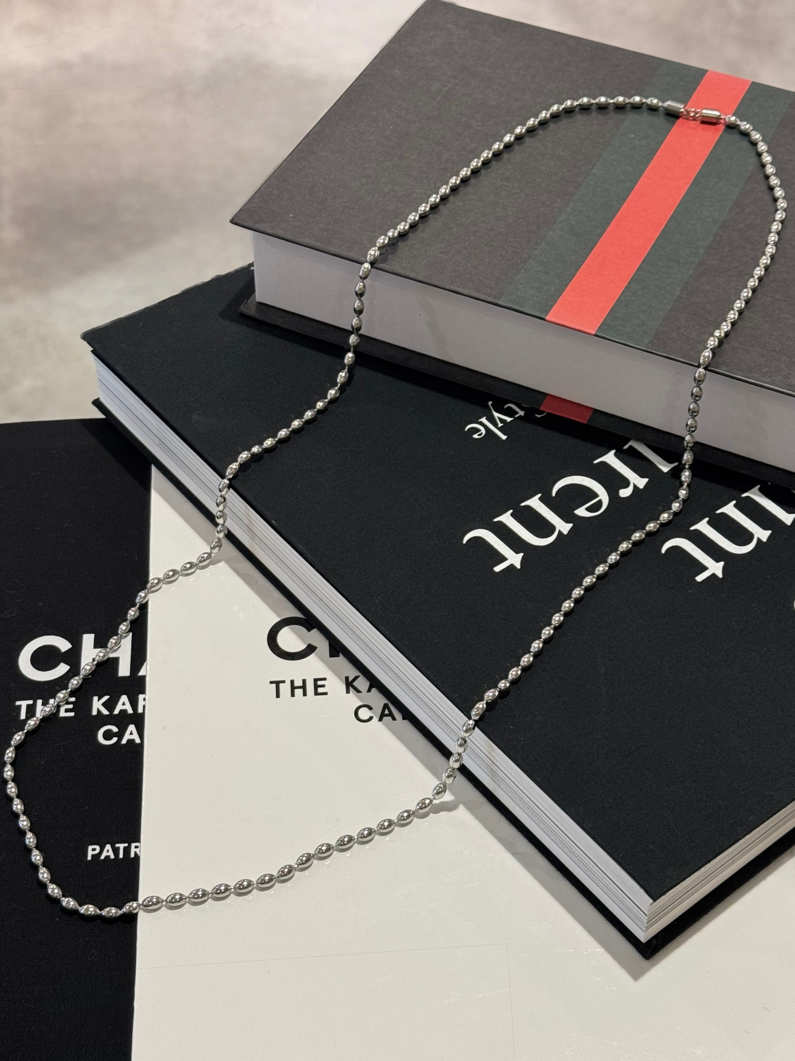 big oval chain stainless long necklace 100cm