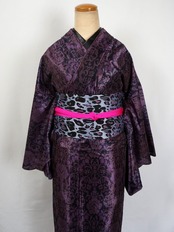【受注商品】Rumi Rockきもの「シン・バーズアイ　更紗レース」パープル　[A795]
