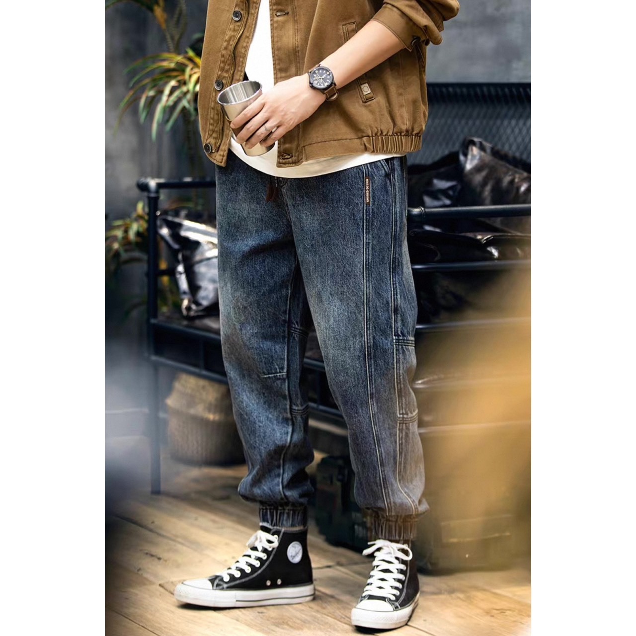 Tapered denim jogger pants 1303 - 7