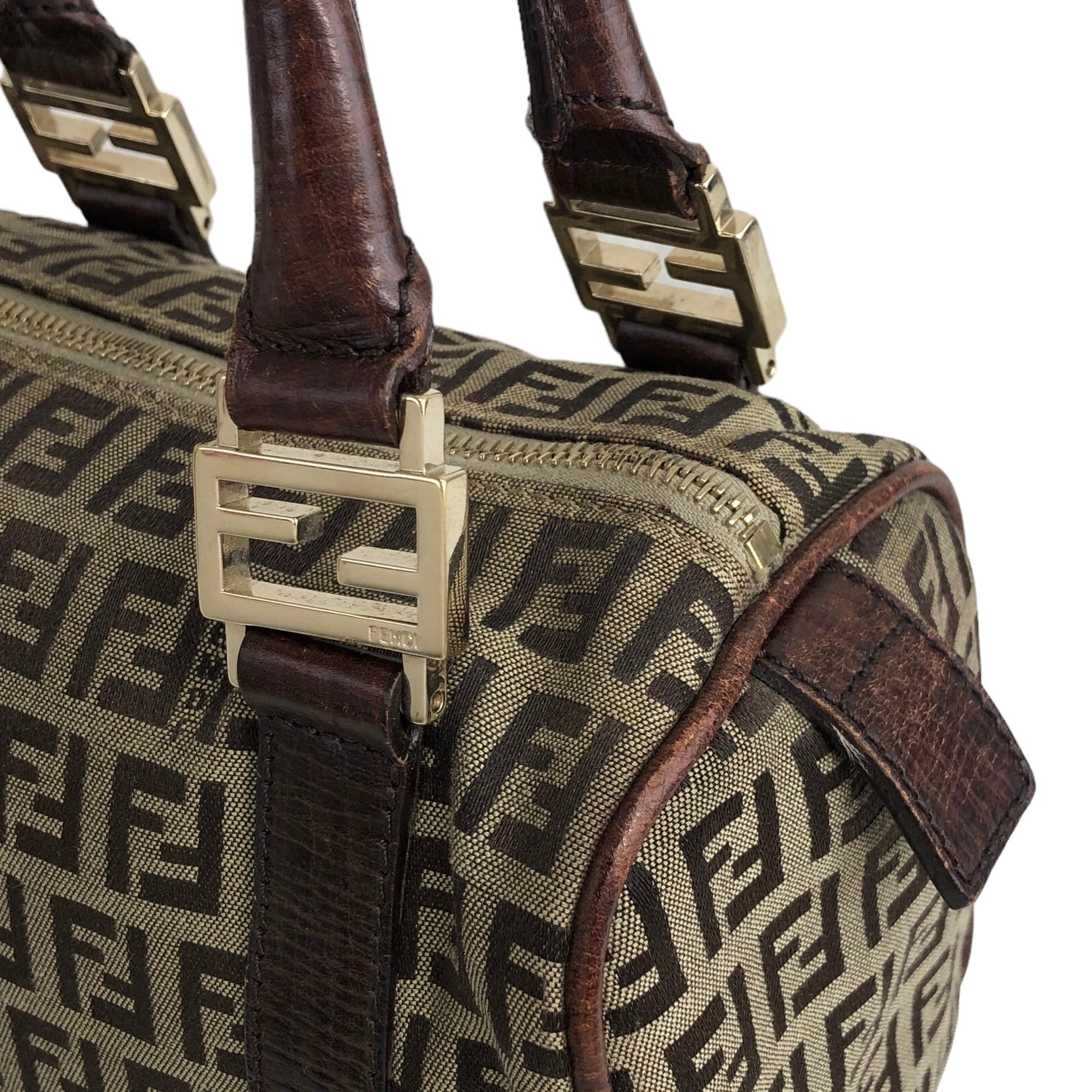 FENDI フェンディ ズッキーノ ハンドバッグ ブラウン キャンバス