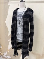border knit zip hoodie