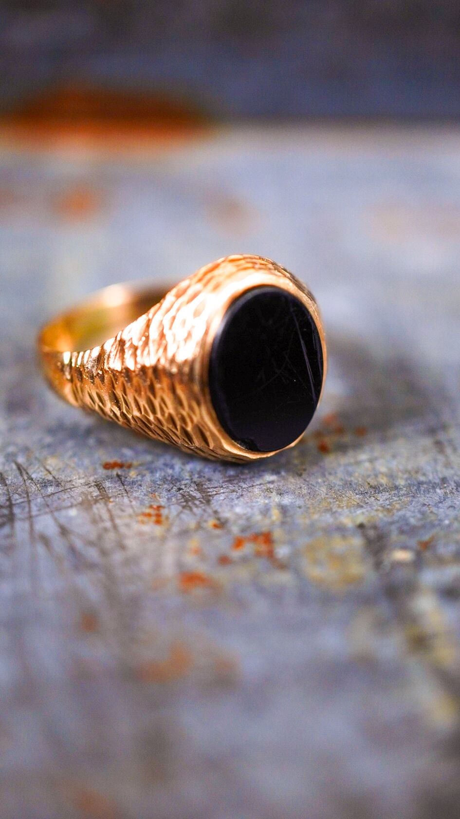 1980】U.K. VINTAGE 9ct イエロー ゴールド シグネット リング 《9金  