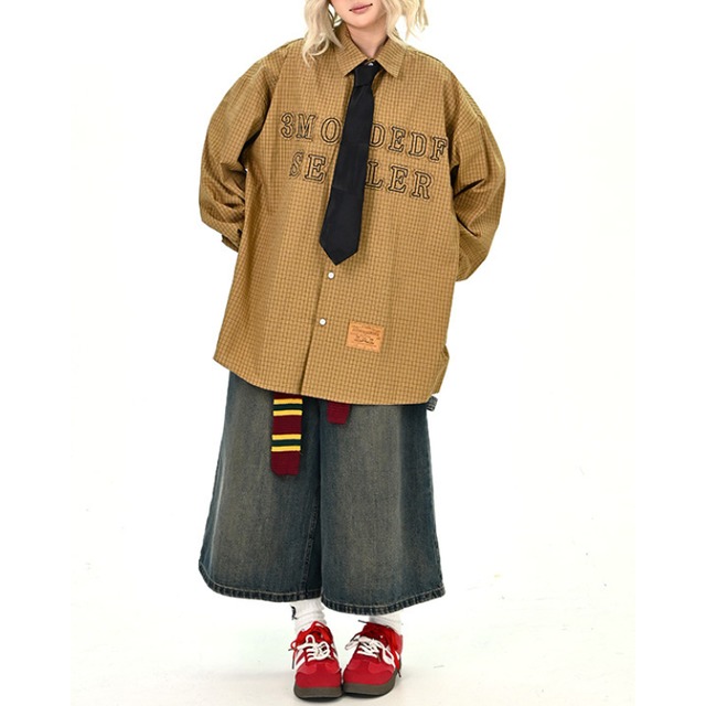 windowpane tie shirt　ウィンドウペンネクタイシャツ　J1333