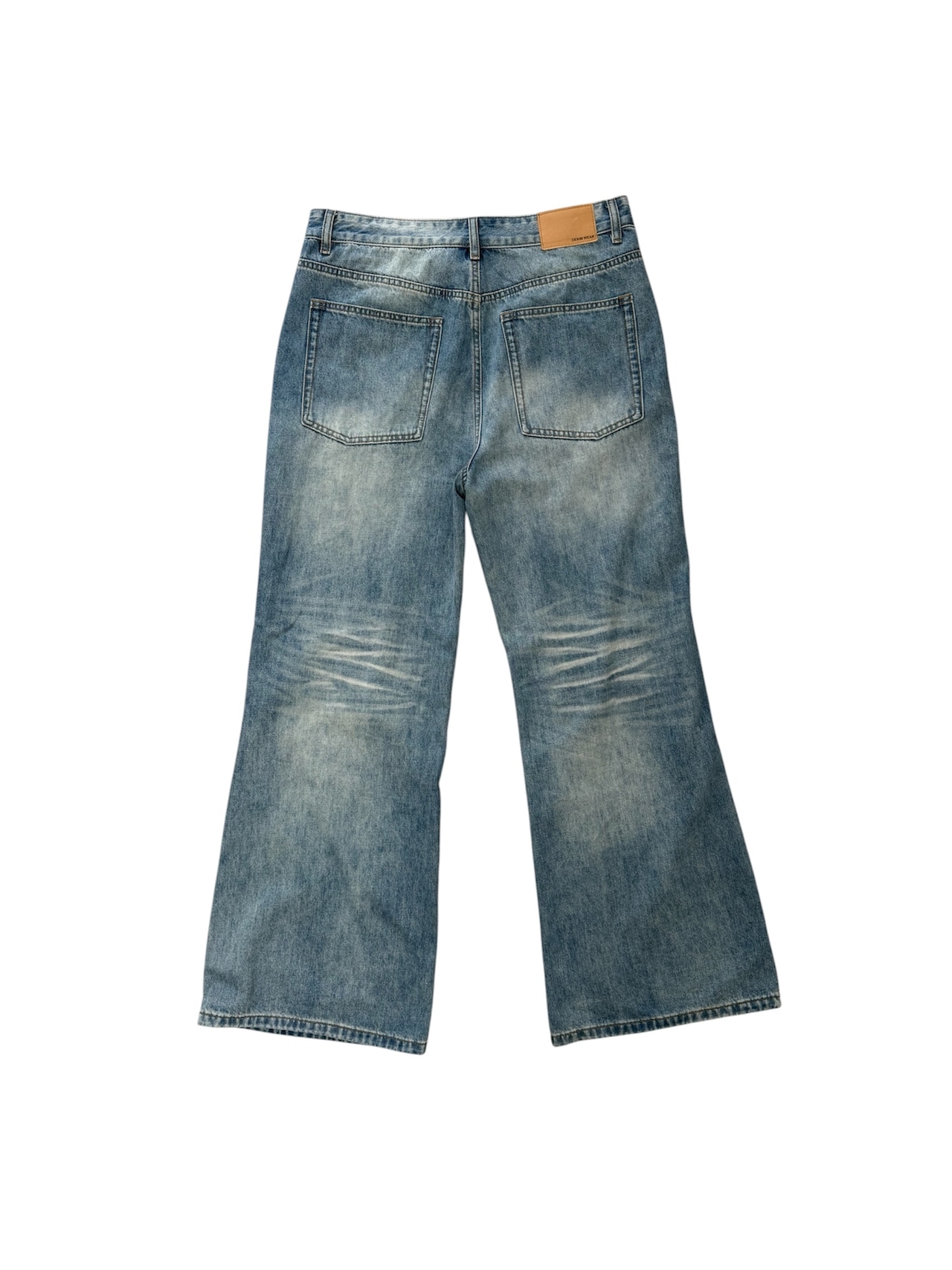 Washed Blue Wide Flare Denim