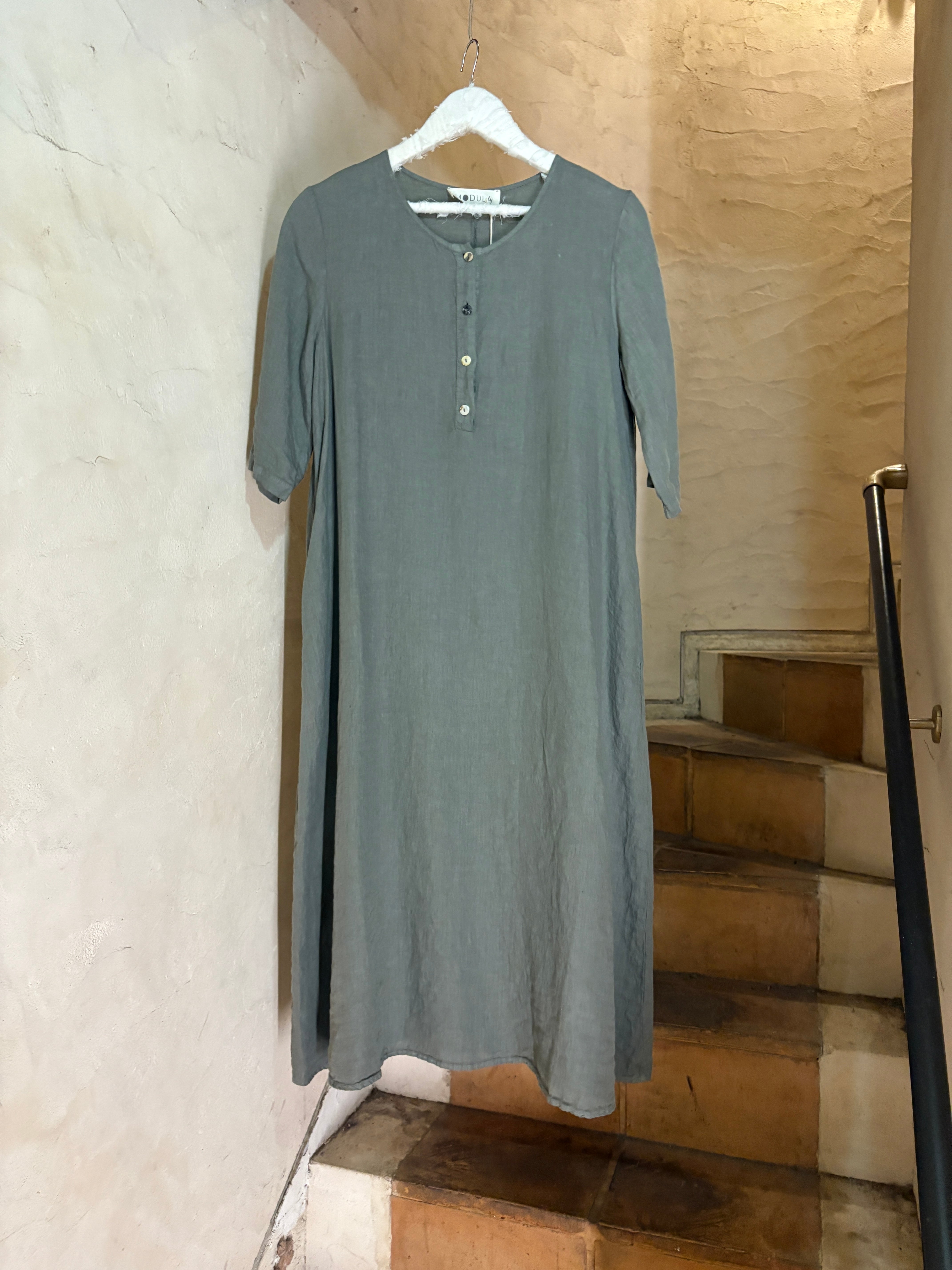 MODULA | WIDE LONG DRESS-dusty olive
