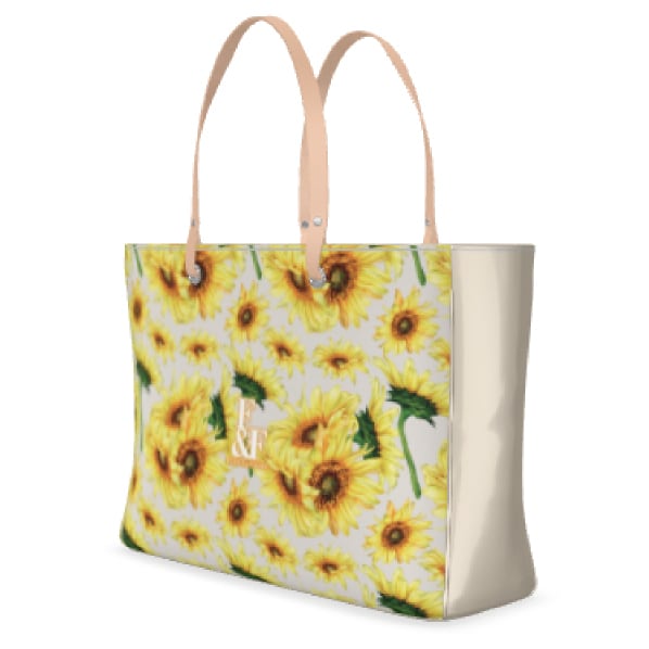 ONLY CHILD チェック柄トートバッグ sunflower ひまわり デザイントートバッグ スモール 花柄 ロゴ トート バッグ ひまわり 夏