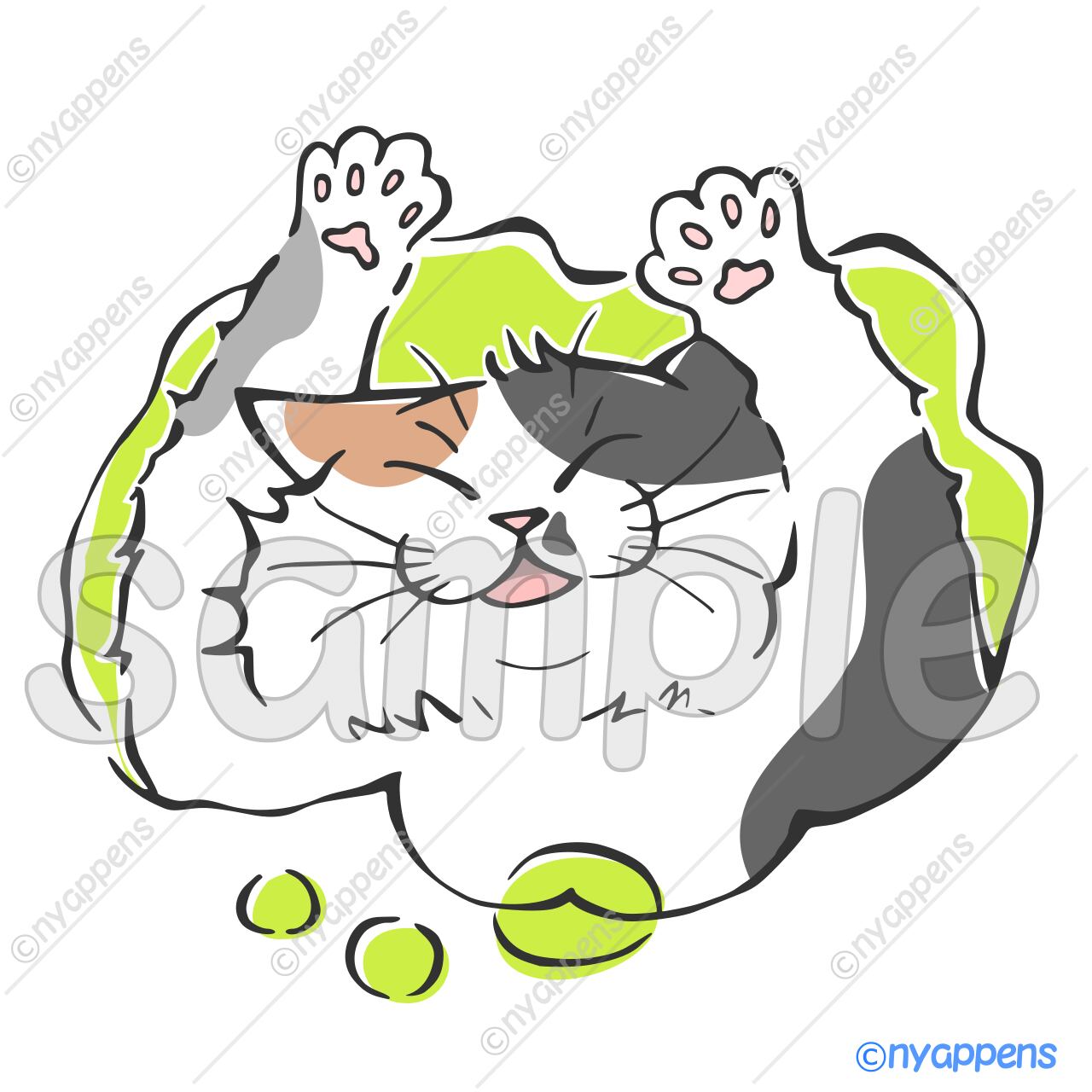 【商用利用OK】ほのぼの手書き猫イラスト<S1>バンザイ!