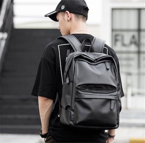 韓国ファッションレザー シンプル バックパック メンズ ファッション トレンド レジャー 旅行 コンピューターバックパック 中学生 スクールバッグ メンズバッグ