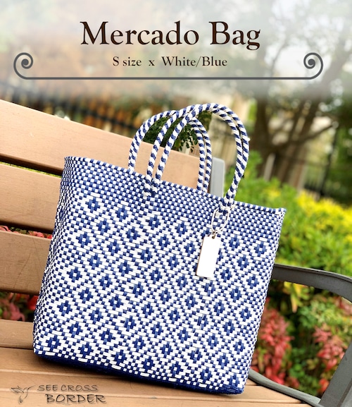 S Mercado Bag (Normal handle) White/Blue