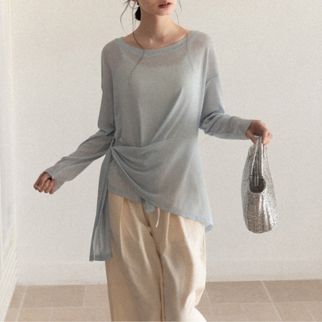 asymmetrical cut-and-sew top　J00519