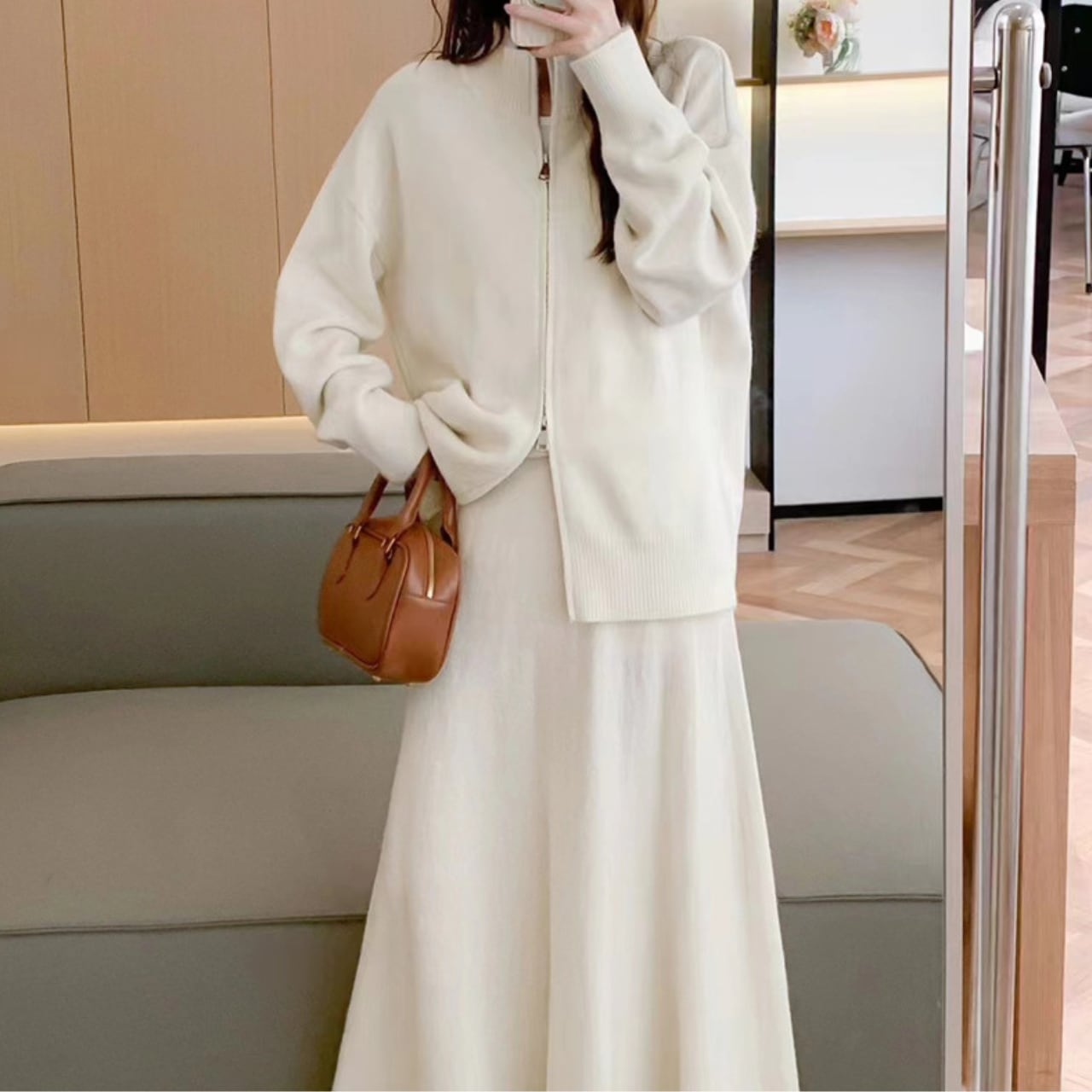 ジップニット スカート セットアップ 2color 341215