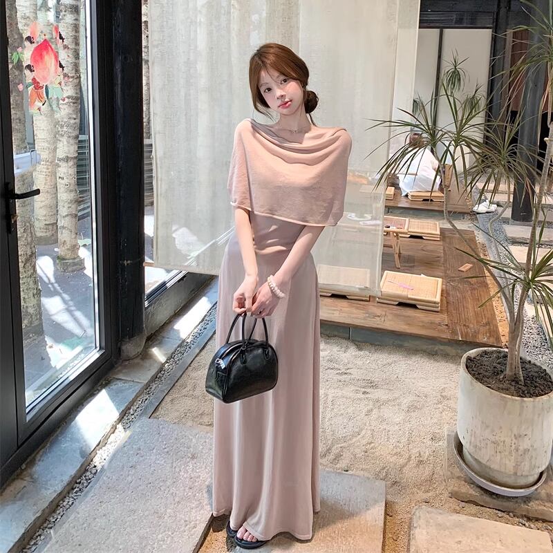 【set】ボートネックトップス×スカートセット M32796