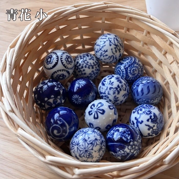 青花 浮き球 大3個セット アソート 浮き玉 陶器 青 柄 花手水 和風