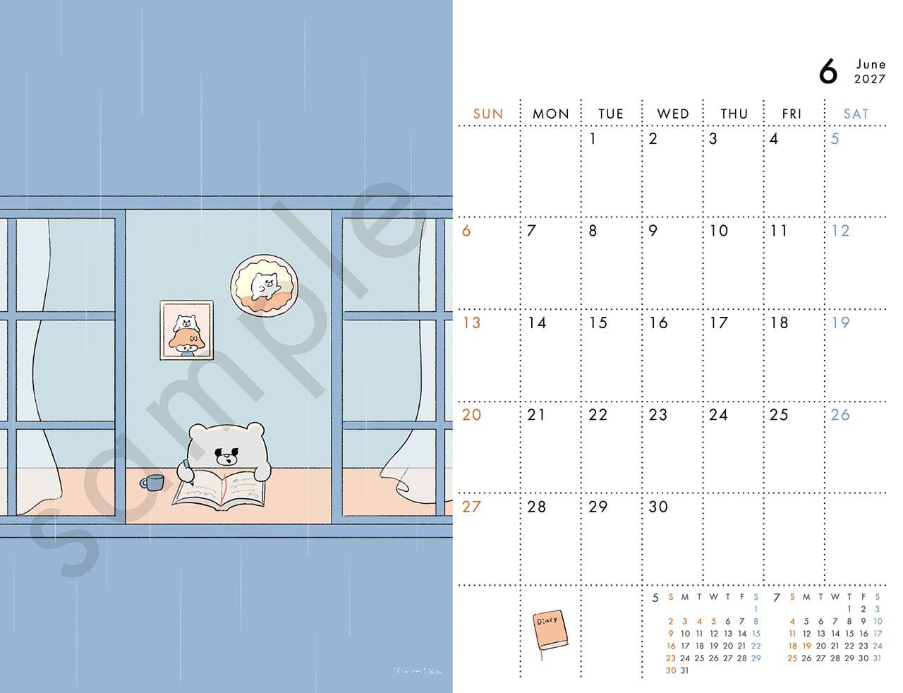 2027カレンダー(卓上) るーしーとくまとときどきむくみちゃん ーと、みんなー