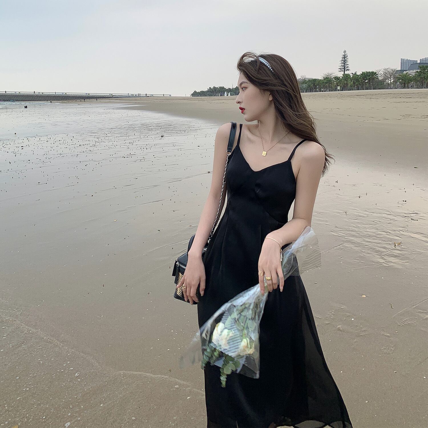 ブラックドレス サマーロング 夏物 HUCHUJING11430607177