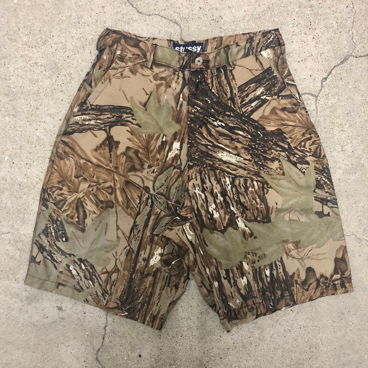 90s OLD STUSSY/STUSSY OUTDOOR/Realtree camo shorts/USA製/紺タグ/W28/リアルツリー ...