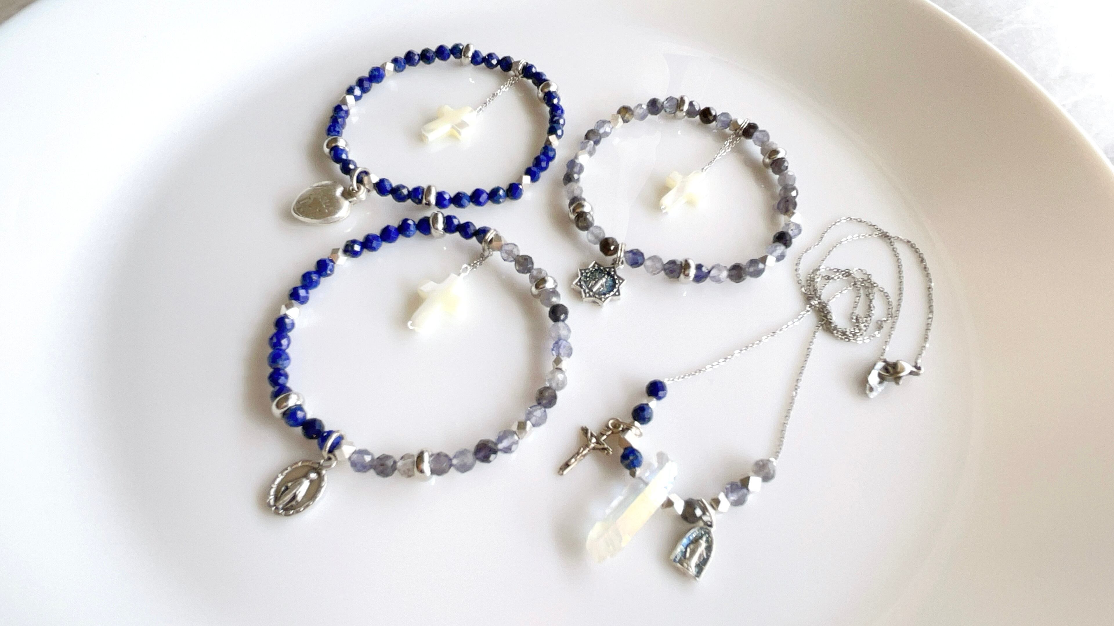 ラピスラズリ2way✧二連ブレスレット・バッグチャーム✧ハート