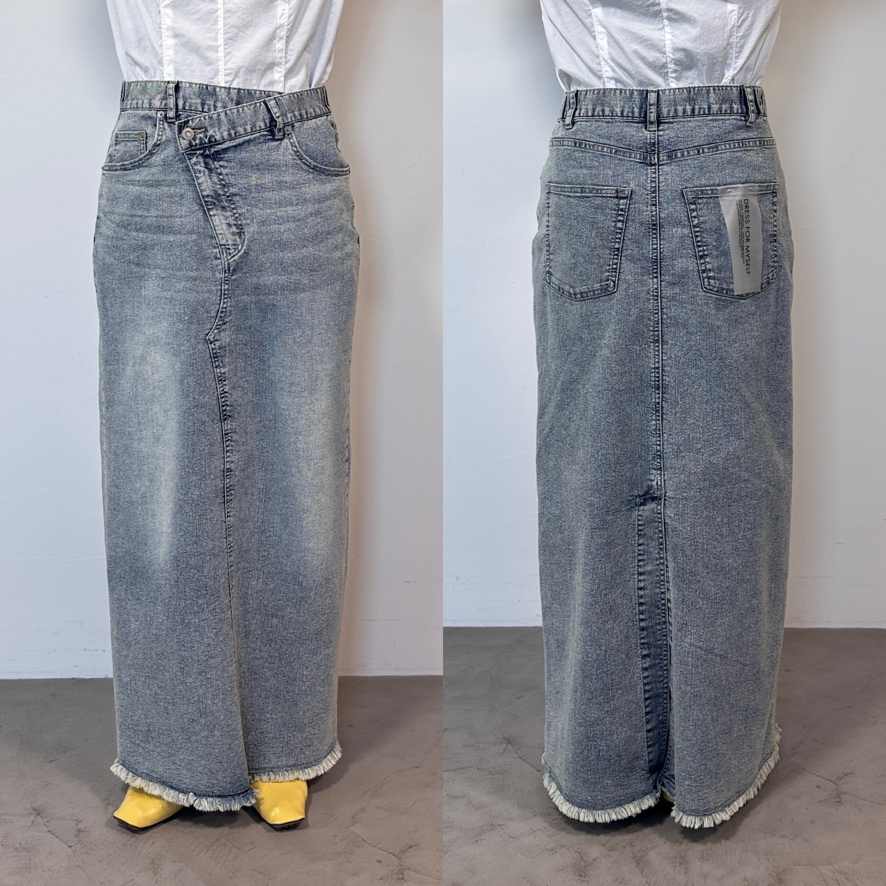 【キャンセル分】リメイクライクラップデニムSK/ブルー