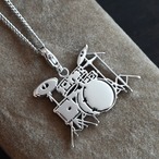 ドラムセット ペンダントトップ K18金メッキ／プラチナメッキ／誕生石留め／高品質シルバーチェーンオプション【17,600円〜41,800円】