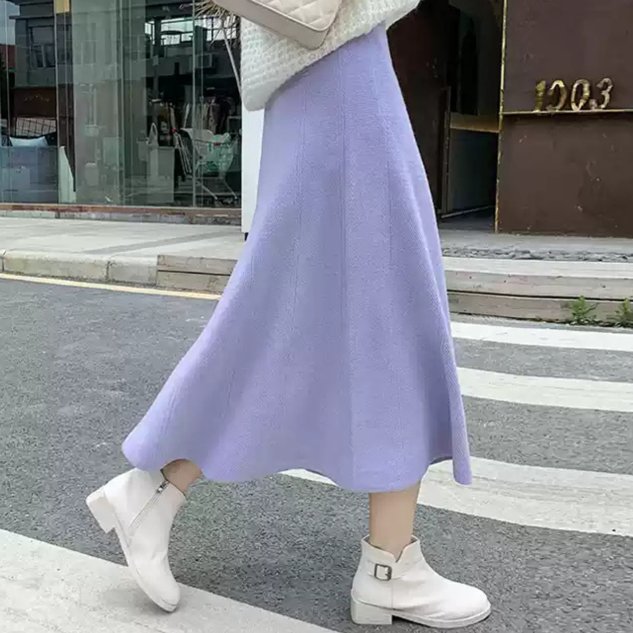 ニット ハイウエスト Aライン スカート 10302