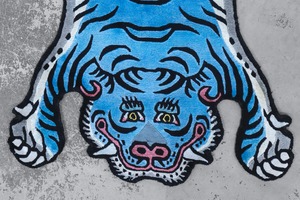 Tibetan Tiger Rug 《Sサイズ•シルク・オリジナル1•ブルー306》チベタンタイガーラグ