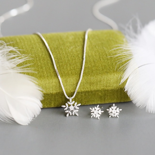 雪の結晶｜SLV925×CZ スノーホワイトネックレス｜アレルギー対応｜45cm｜冬限定