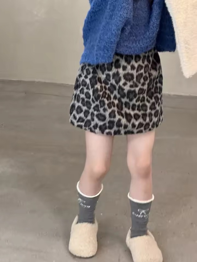 インパン付きレオパードタイトミニスカート