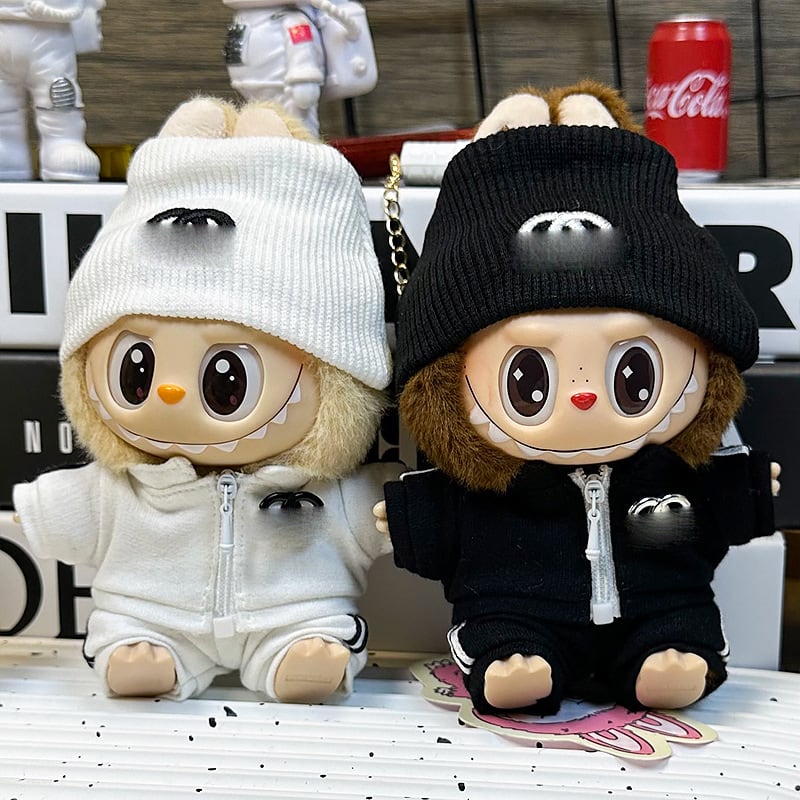 Labubu 1-3代対応 秋冬 ブラウンレザージャケット＋Tシャツ＋パンツ＋