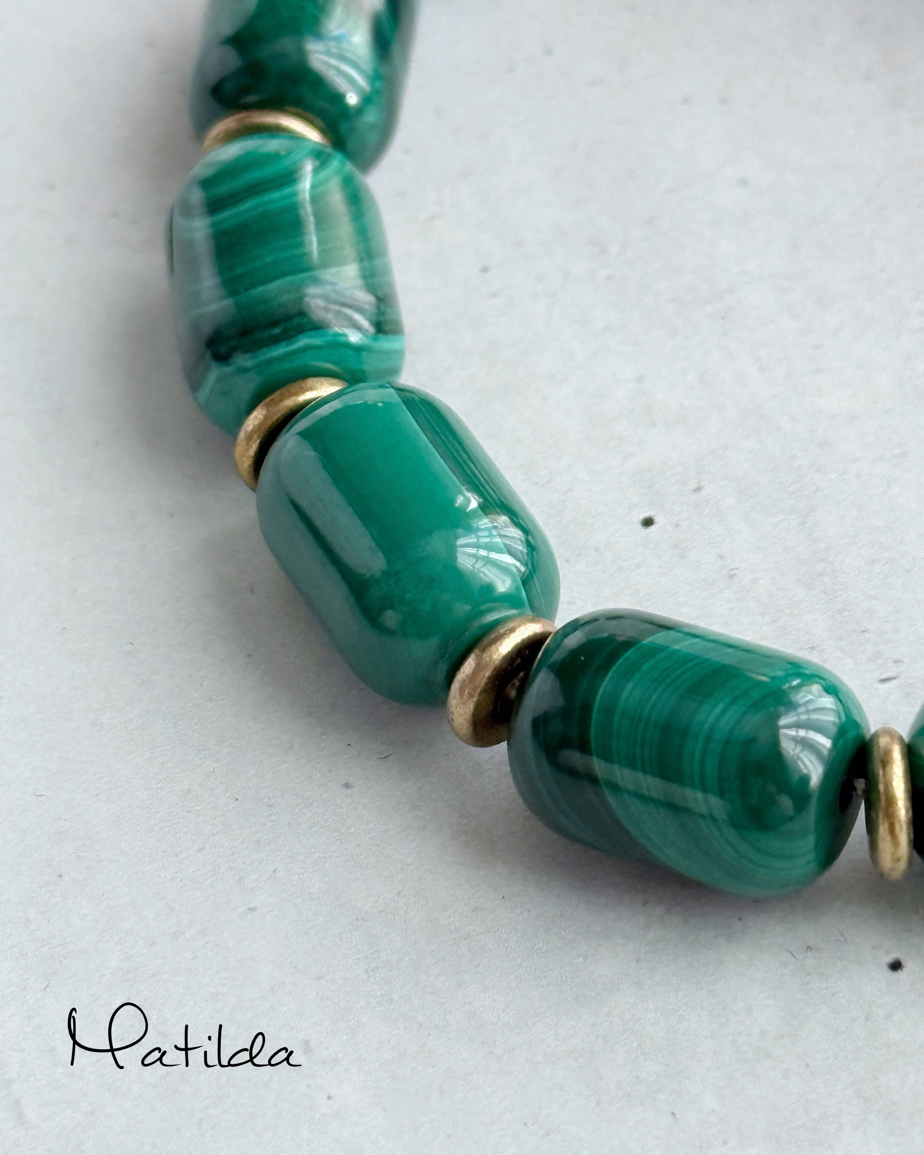 【再販】Tube & stone bracelet(マラカイト×ラピスラズリ)