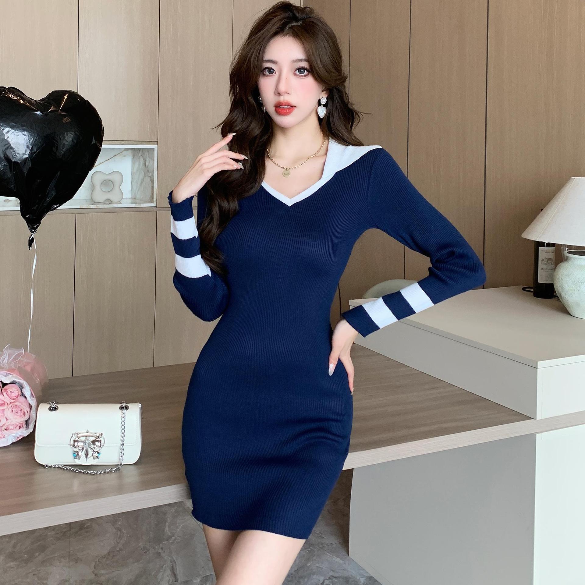 【dress】配色ニットワンピース M27718