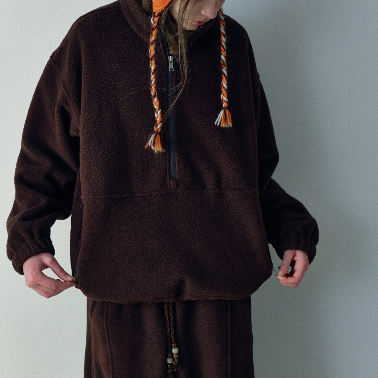 Front-Zip Oversized  Boa Jacket  T4109