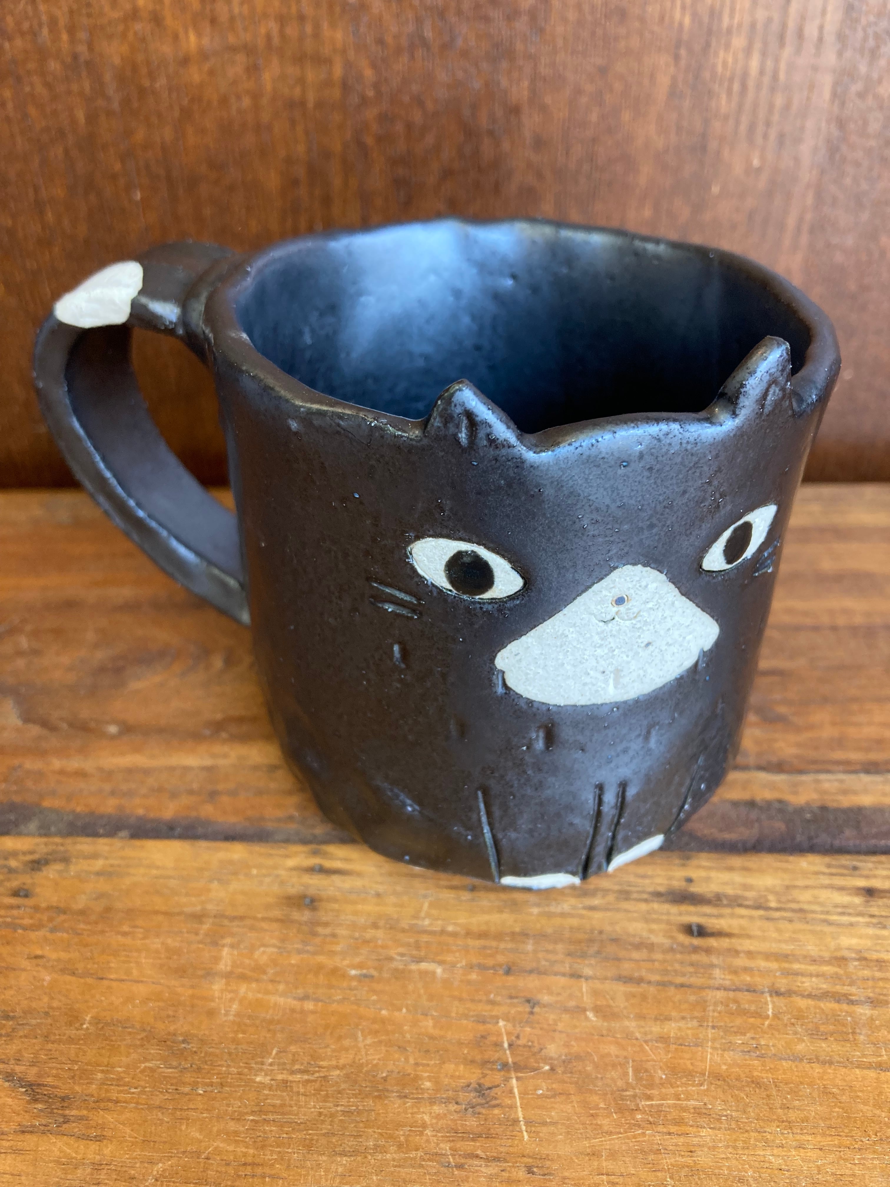 手作り黒猫マグ | 若林陶器