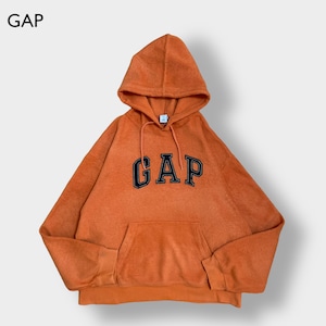 【GAP】パーカー プルオーバー 刺繍 ロゴ フーディー スウェット hoodie オレンジ 起毛 ギャップ US古着