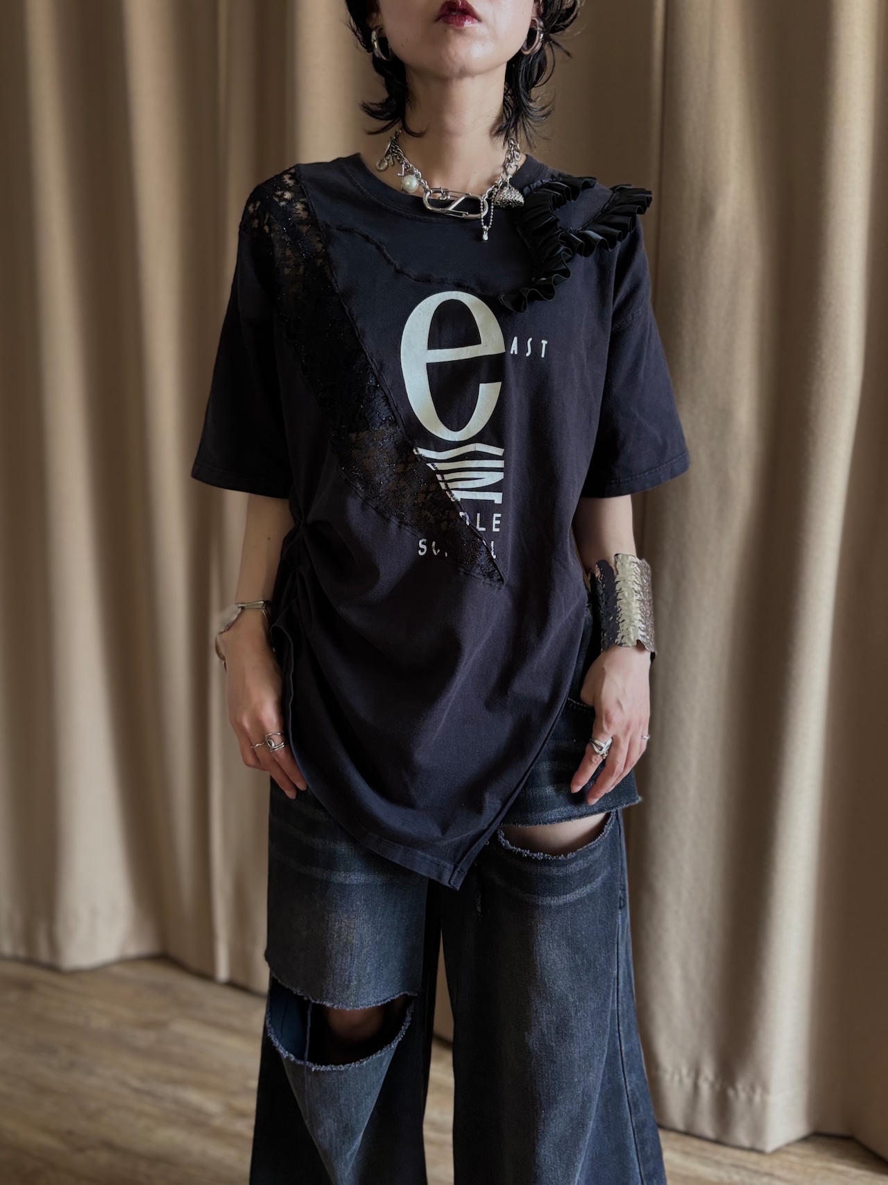 deconstructed sculptural black remake t-shirt-5266-6