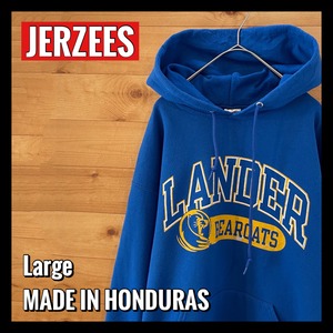 【JERZEES】カレッジ ロゴ ランダー大学 プリント スウェットパーカー Lサイズ US古着