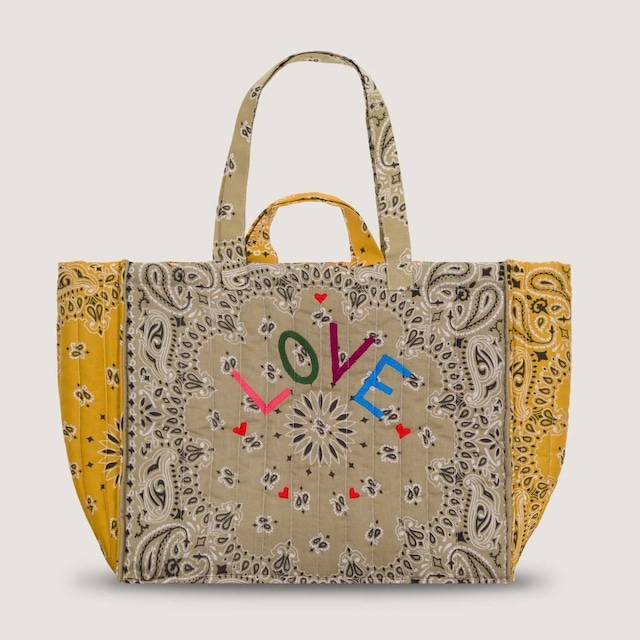 CALL IT BY YOUR NAME　Quilted Maxi Cabas Tote LOVE　Beige/Mustard