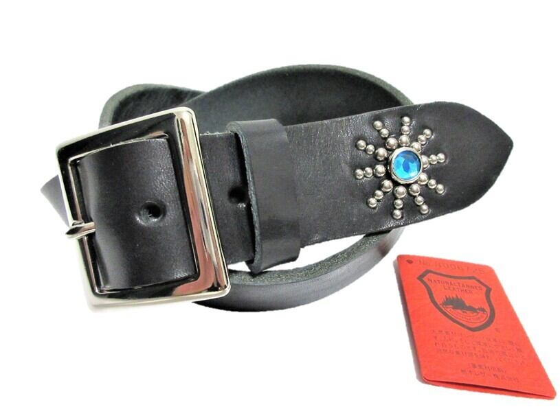 hamu栃木レザースタッズベルト　ニッケル&ブラス　アクアブルー hamu栃木レザースタッズベルト ニッケル&ブラス アクアブルー hamu様