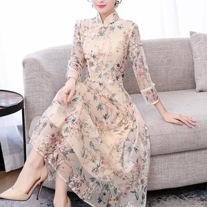 フラワー ロングワンピース フレアスカート 送料無料 レディース チャイナドレス風 大人可愛い かわいい きれいめ 大人女子 エレガント ハイネック 花柄 春 秋 ガーリー 10代 20代 大人 学生 韓国系 お出かけ 外出 きれいめカジュアル 着回し ファッション デート コーディネート 重ね着 休日 特別な日 お祝い 記念日 メンズウケ カジュアル 普段着 春コーデ 秋コーデ 韓国 おしゃれ シンプル スタイル ゆったり 細見せ 韓国ファッション 長袖 30代 ワンポイント ママ ママコーデ