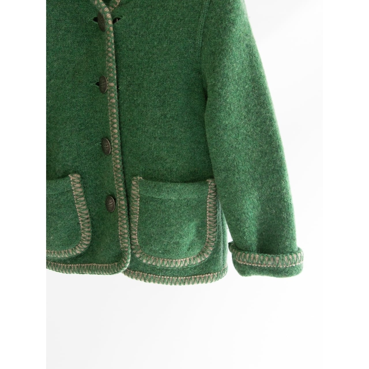 【Kids STAPF】Made in Austria 100% Wool Traditional Cardigan 92（キッズ シュタップ オーストリア製 チロリアンフードカーディガン ニットジャケット 92）