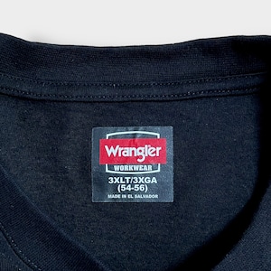 【Wrangler】ワンポイント ロゴ ポケットTシャツ ポケT WORKWEAR 3X-LARGE ビッグシルエット ゆるダボ ブラック ラングラー US古着