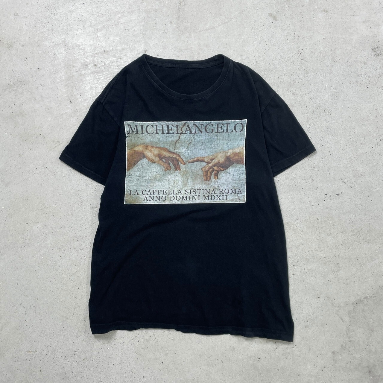MICHELANGELO アダムの創造 アートプリントTシャツ メンズS-M相当 