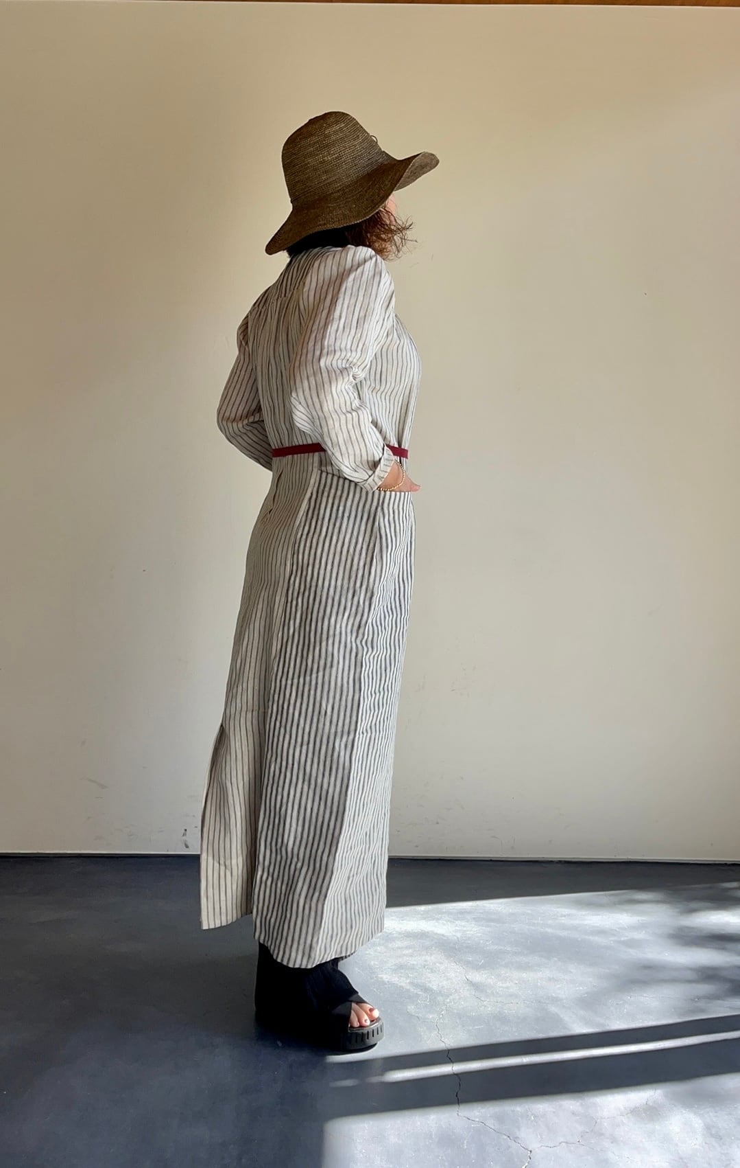 Nigel cabourn woman Linen stripe dress | mambo ladys