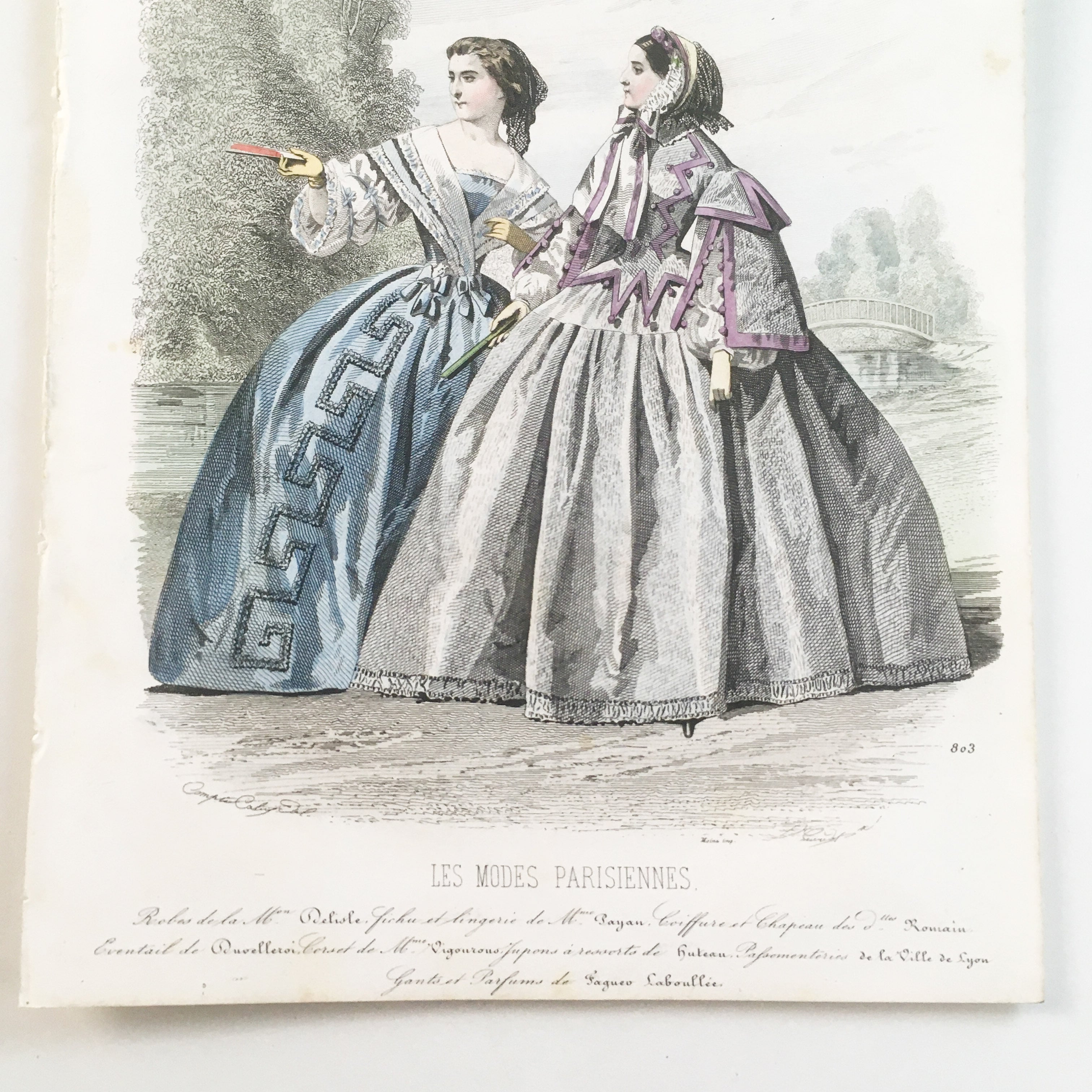 フランス アンティーク ファッションプレート 挿絵 銅版画 1800年中期