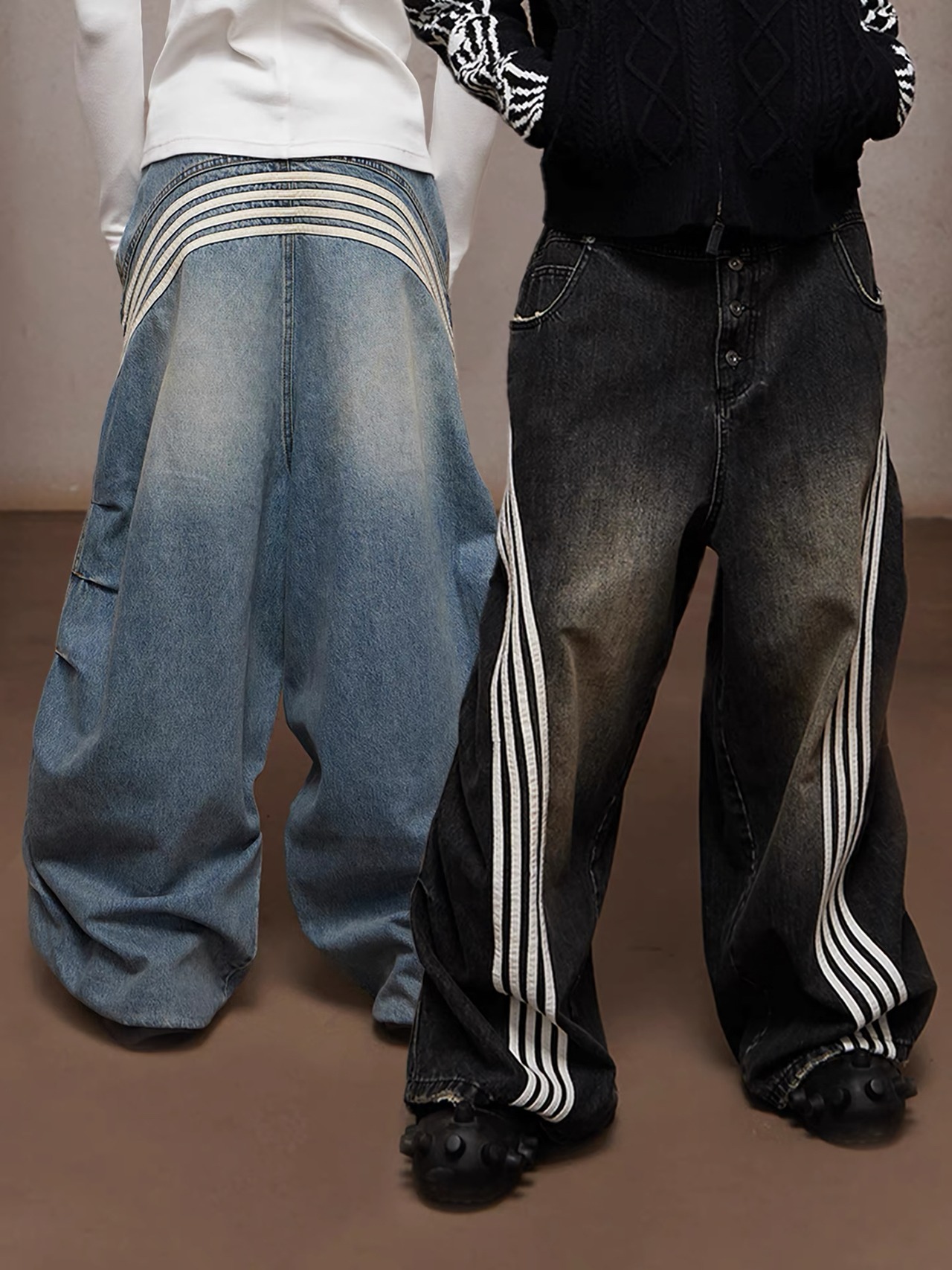 DND4DES Retro Wide-Leg Washed BLUE Denim