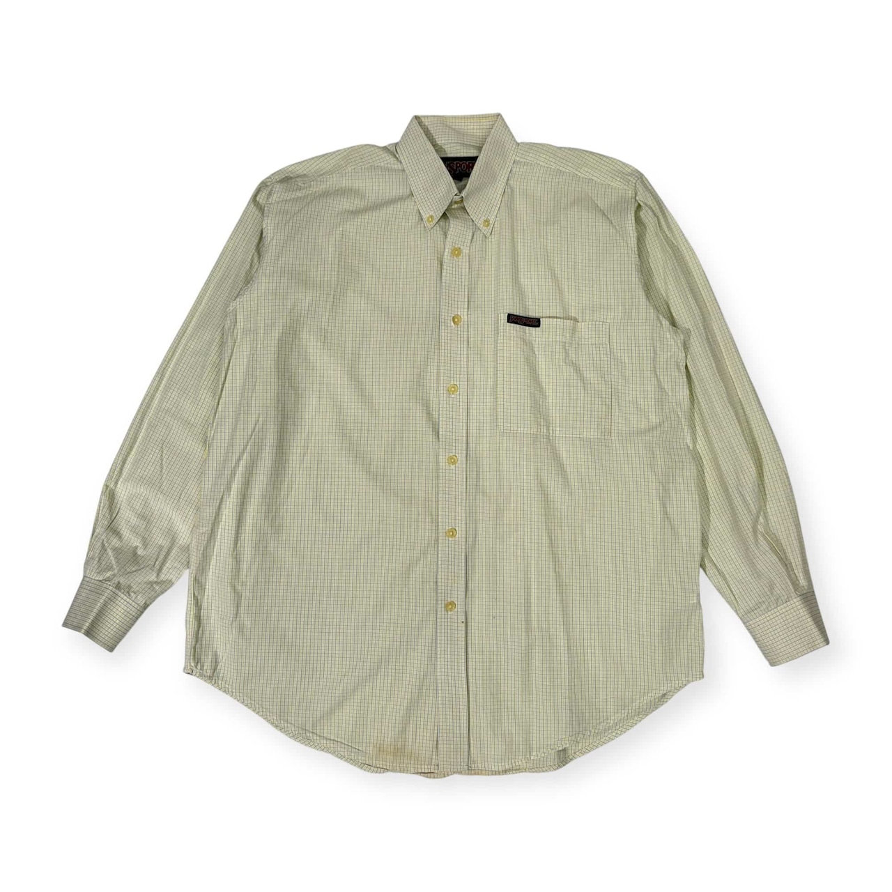 JAN SPORT ジャンスポーツ チェック BD ボタンダウン 長袖シャツ L/イエロー×ブルー メンズ ビンテージ