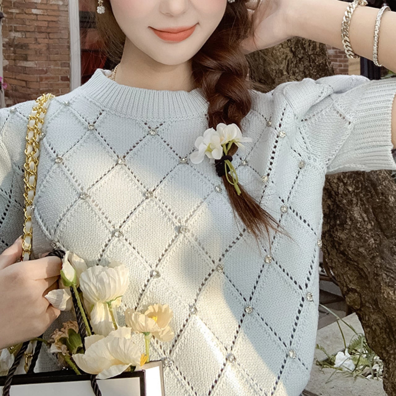 ラインストーンダイヤニット（3 colors） | Deelia