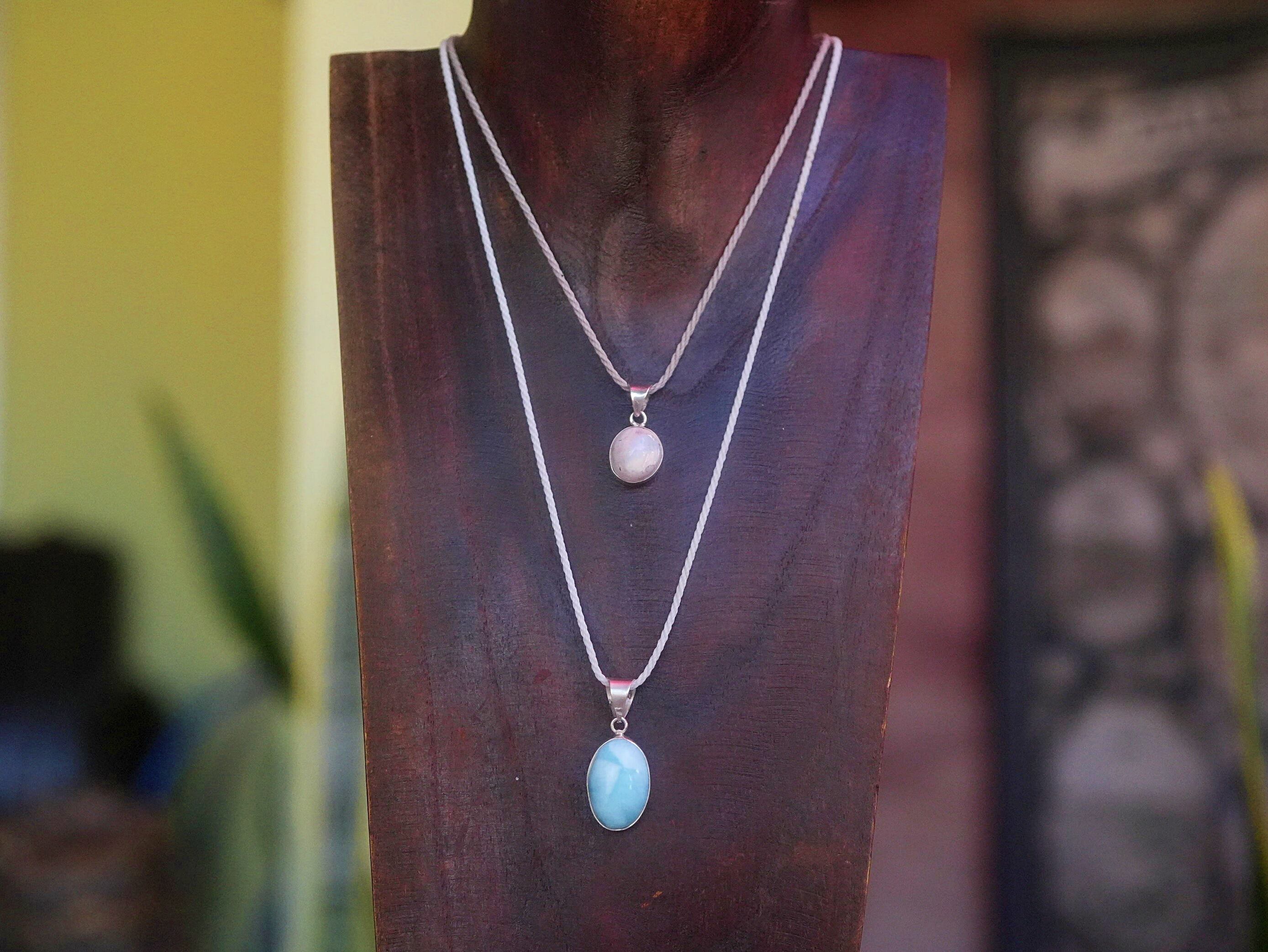 ブルーの夢虹色☆カンテラオパール シルバーネックレス1545 | Funky